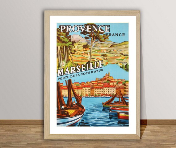 Provence France Marseille Porte De La Cote Dazur Vintage Travel Poster By Paul Cezanne France Travel Poster Wall Decor Gift Idea