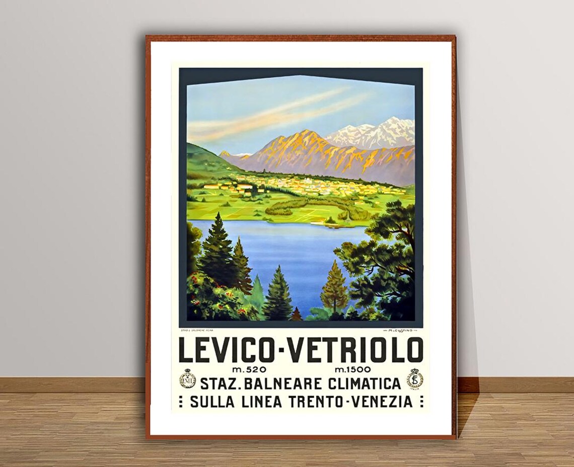 Levico Vetriolo Staz Barneare Climatica Sulla Linea Trento Venezia Italy Vintage Travel Poster Travel Art Print Gift Idea - Image 2