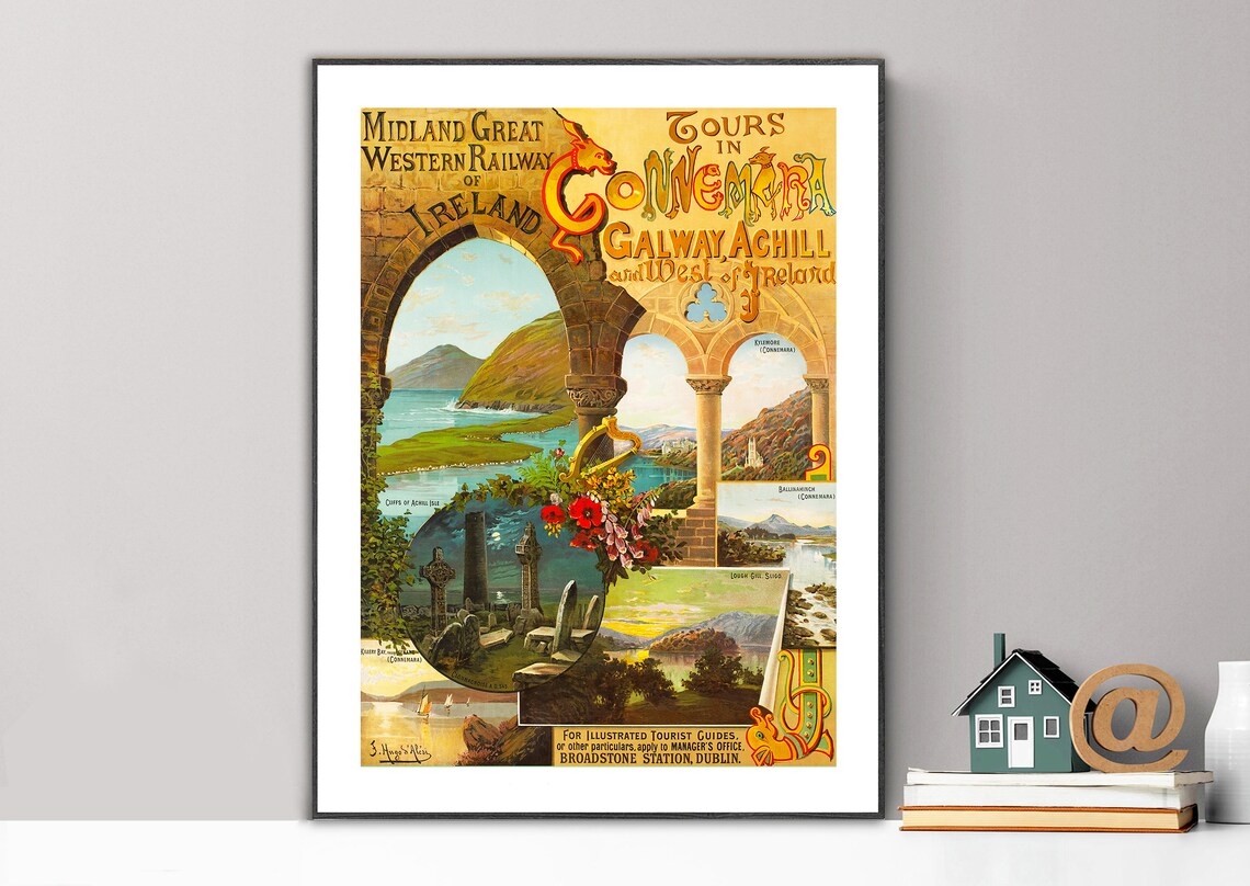 Midland Great Western Railway Ireland Connemara Tours Vintage Poster