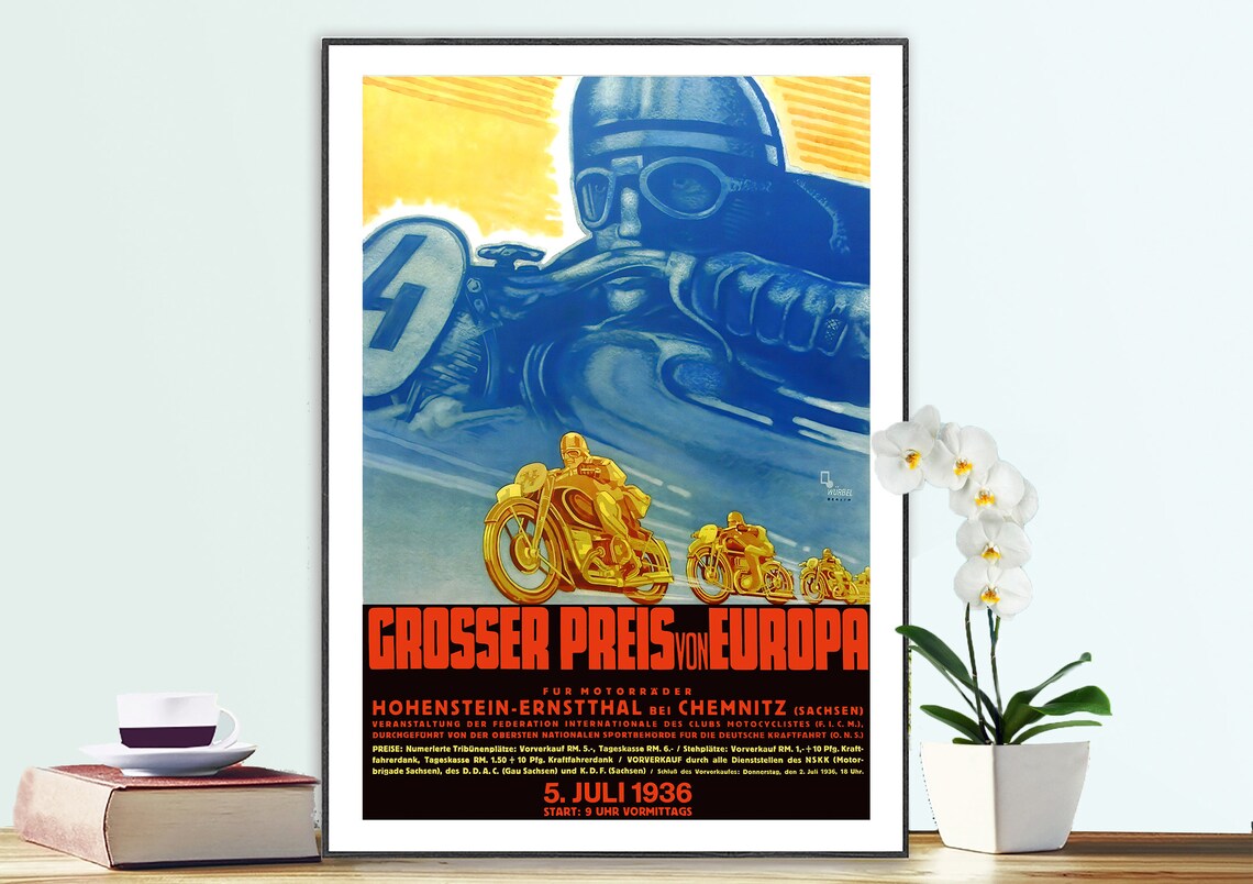 Grosser Preis Von Europa 1936 Vintage Grand Prix Poster