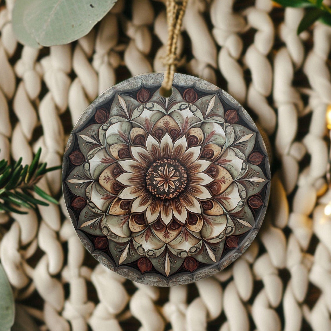 Boho Mandala Ornament, Bohemian Gift
