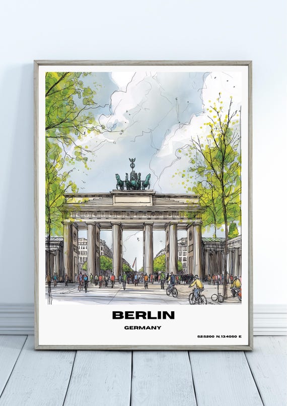Berlin Watercolour Poster Germany Travel Print Wall Art Home Decor Gift Lovers Cityscape