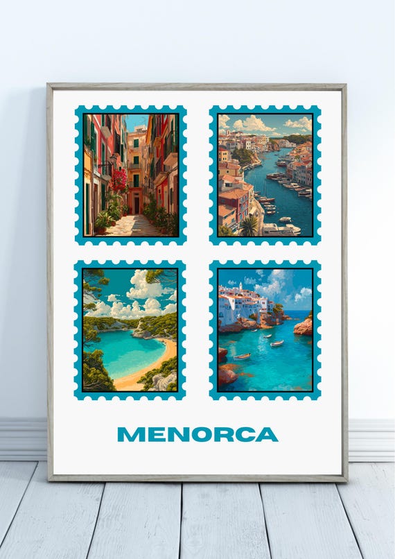 Travel Stamp Art Print Spain Menorca Poster Home Decor Wall