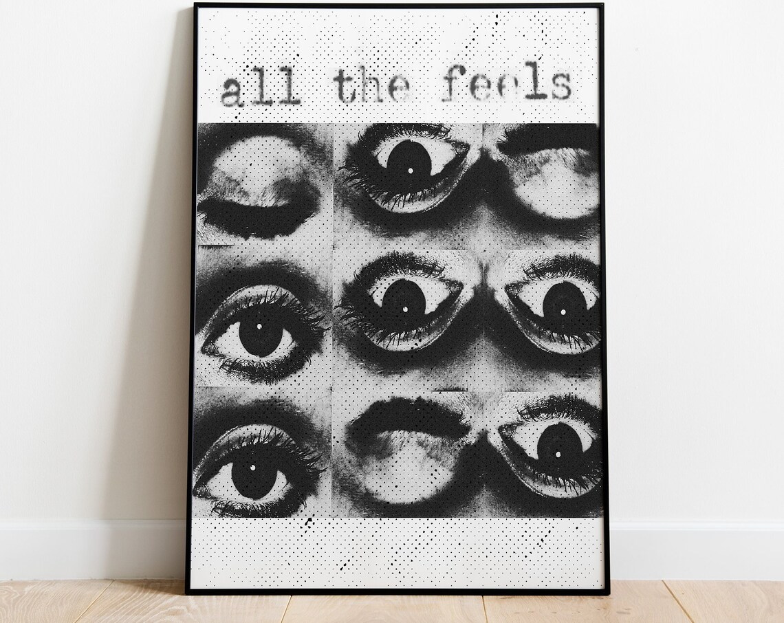 All the Feels Eyes Grid Black White Pop Art Typography Poster - Image 4