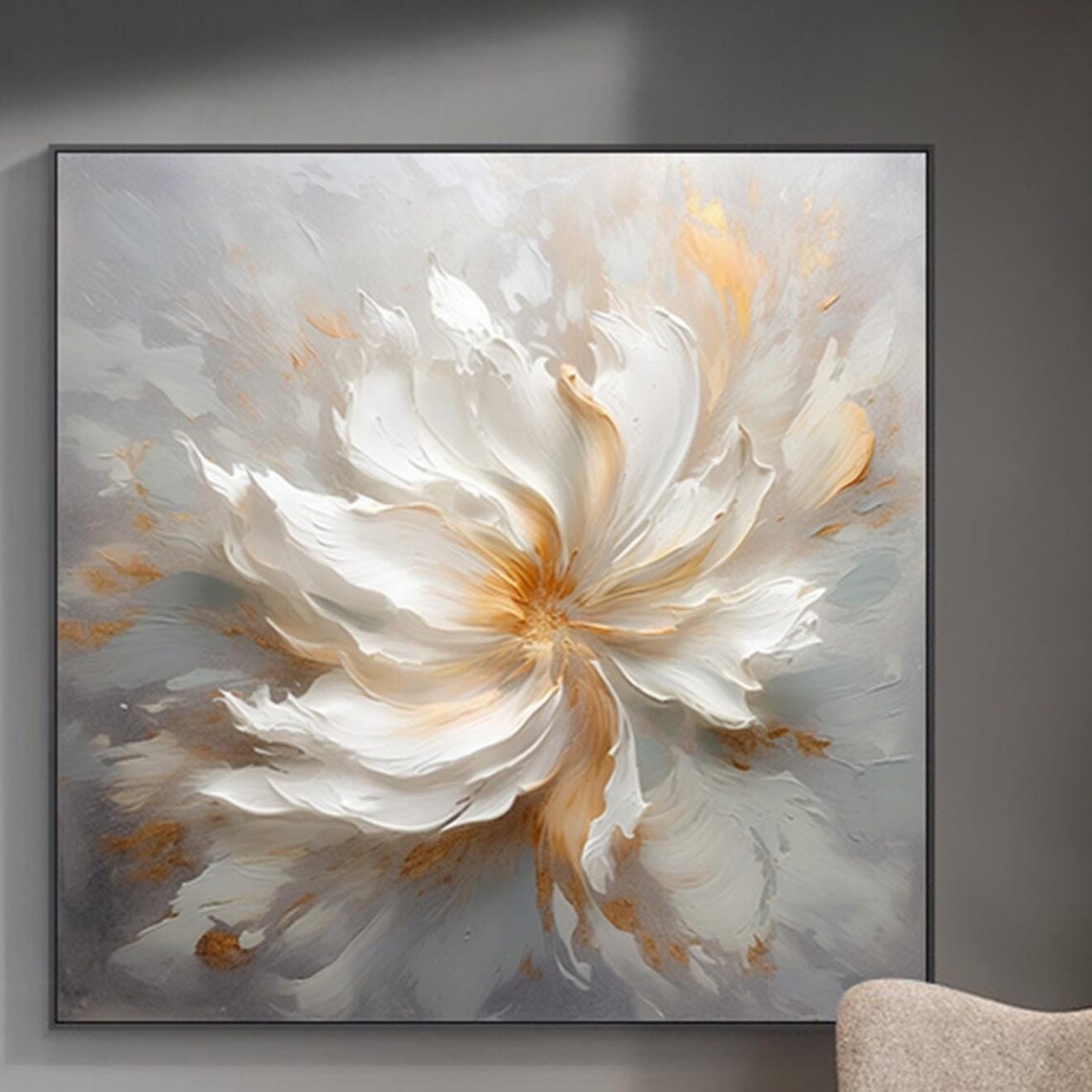 Wabi Sabi Floral Painting Art Print, Living Room Decor