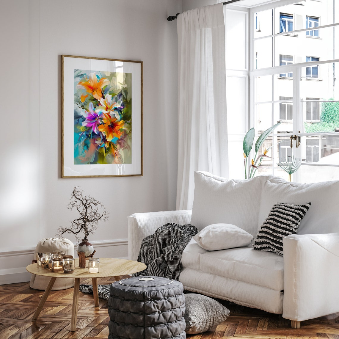 Abstract Floral Lily Bouquet Vibrant Expressive Painting Poster - Image 5