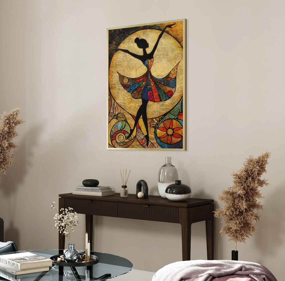 Ballerina Silhouette Under the Moon Stained Glass Dance Poster - Image 5