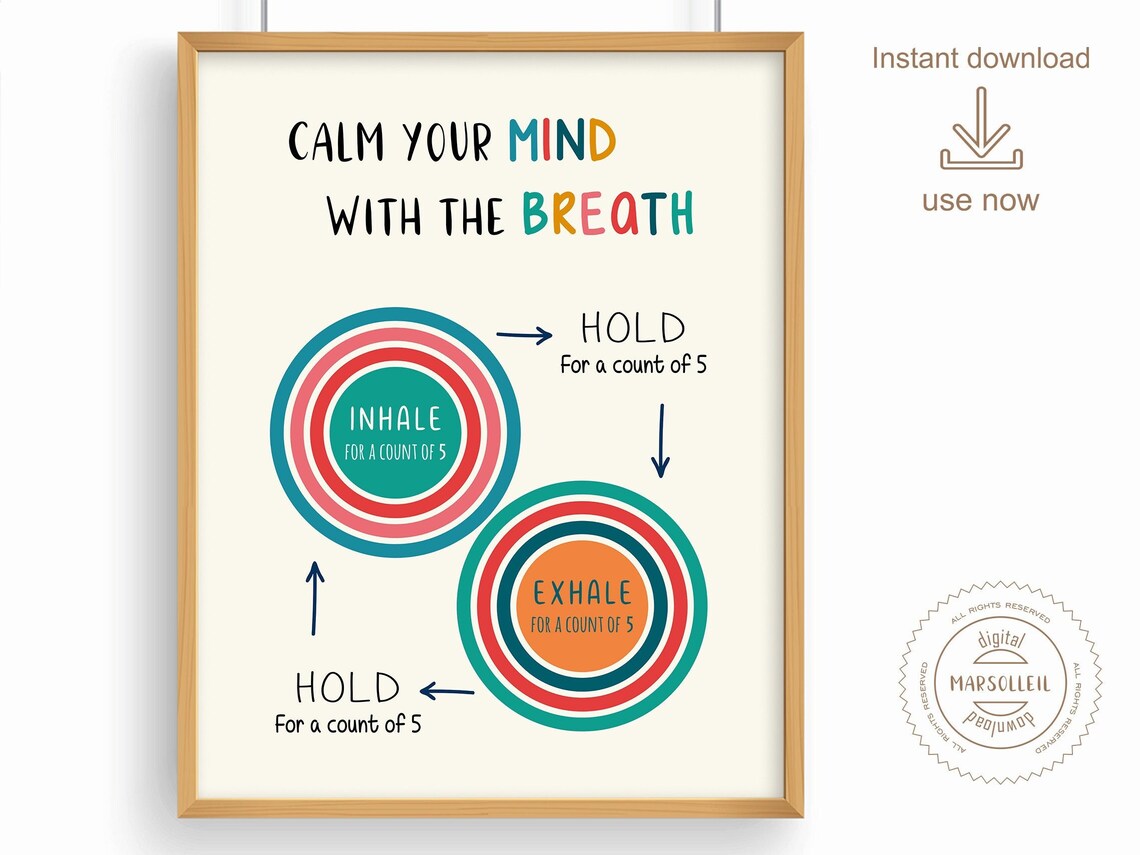 Calm Your Mind With The Breath Box Breathing Anxiety Therapy Poster - Image 3
