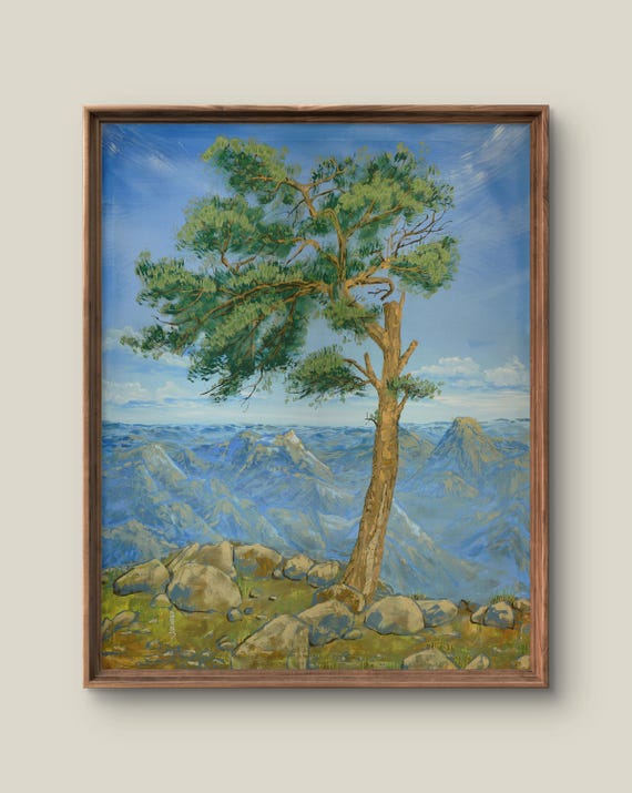 Vintage Summer Landscape Art Print Retro Wall Decor Antique Painting Mountain Instant