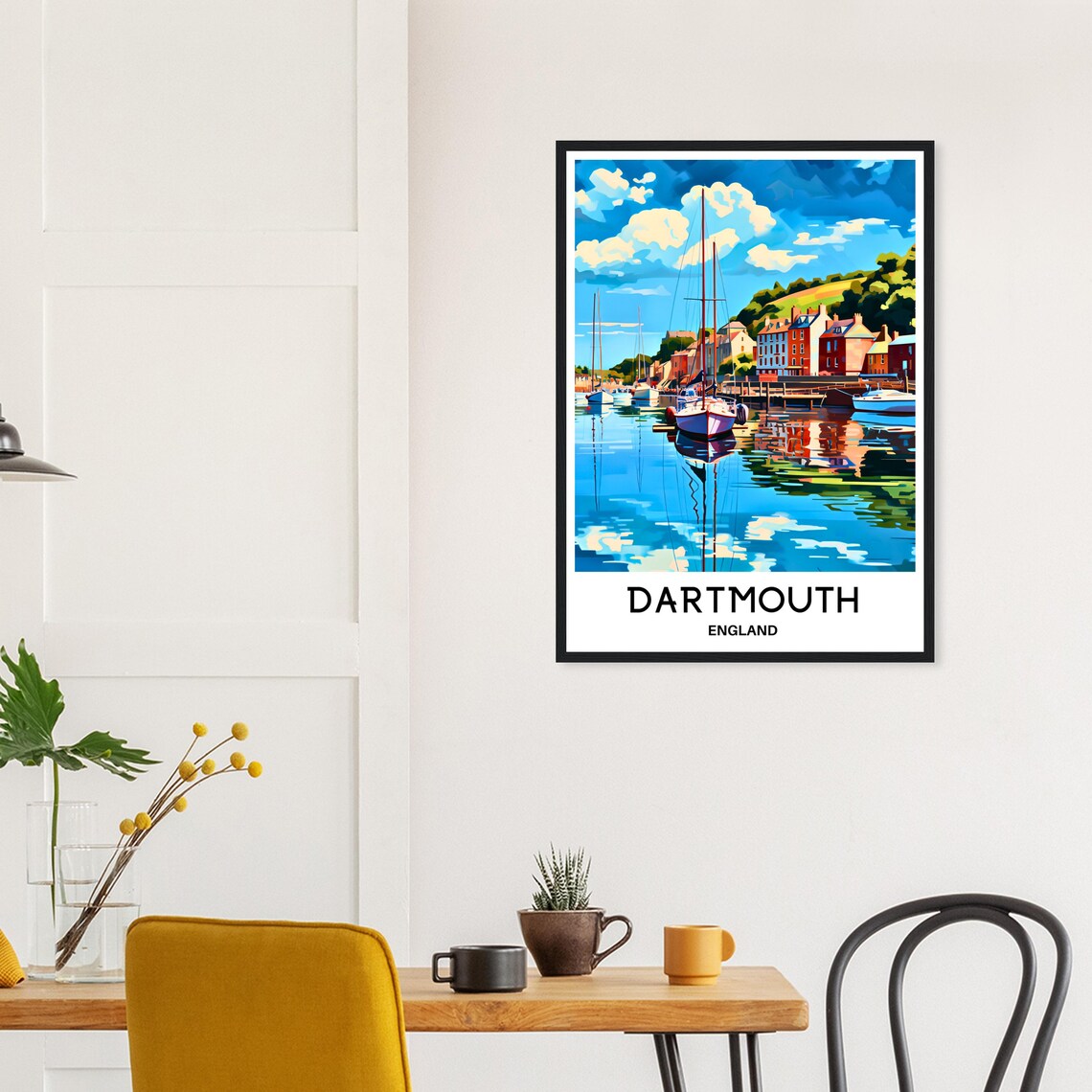 Dartmouth England River Harbor Sailboats Reflections Travel Poster - Image 2