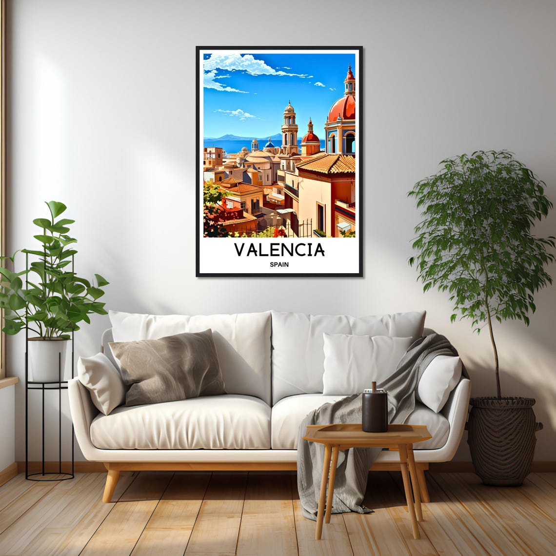 Valencia Spain Old Town Colorful Church Domes Illustration Poster - Image 2