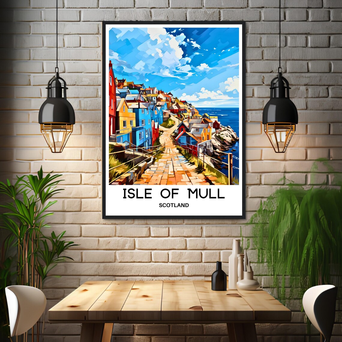 Isle of Mull Colorful Harbor Village Street Scotland Scene Poster - Image 3