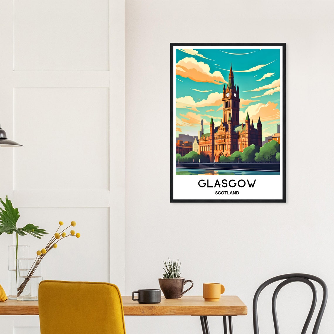 Glasgow Scotland City Chambers Clock Tower River View Poster - Image 3
