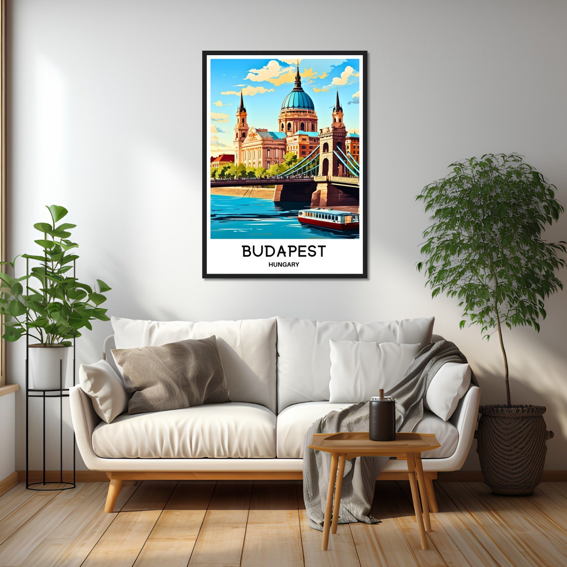 Budapest St Stephens Basilica Chain Bridge Danube Travel Poster - Image 2