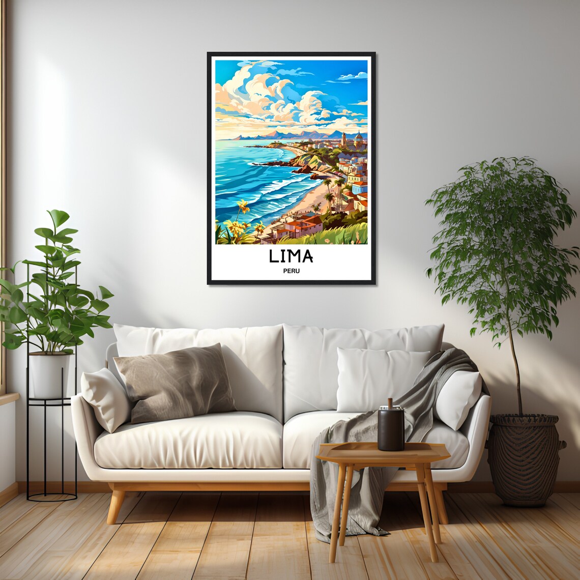 Lima Peru Turquoise Coast Cliffs Beach City View Travel Poster - Image 2