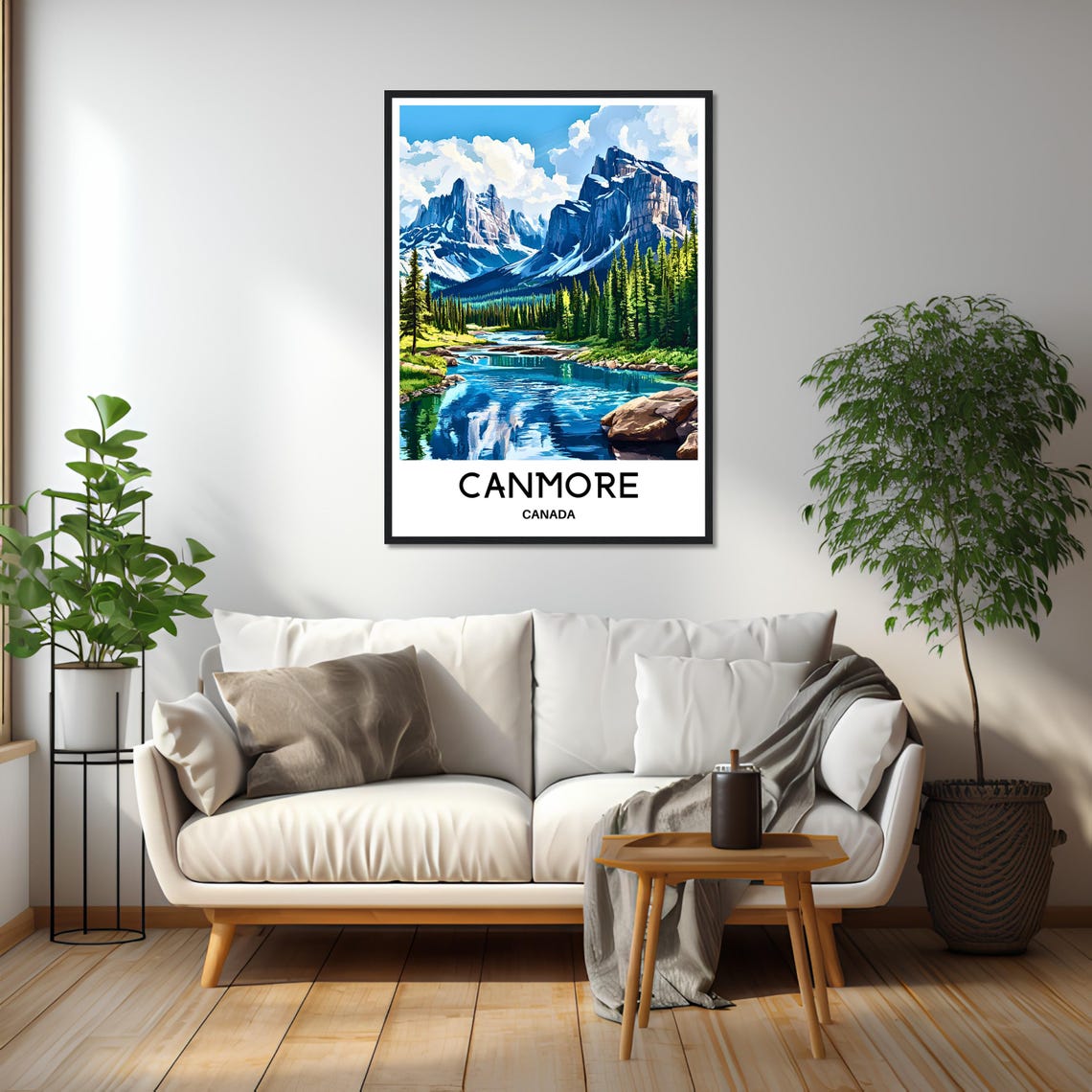 Canmore Canada Rocky Mountain River Peaks Wilderness Travel Poster - Image 2
