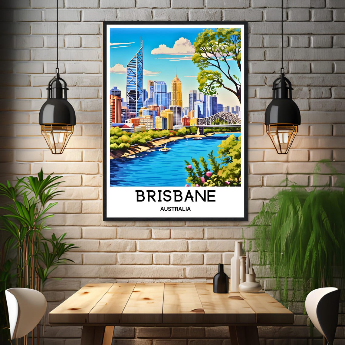 Brisbane Skyline Story Bridge and Brisbane River Travel Poster - Image 3