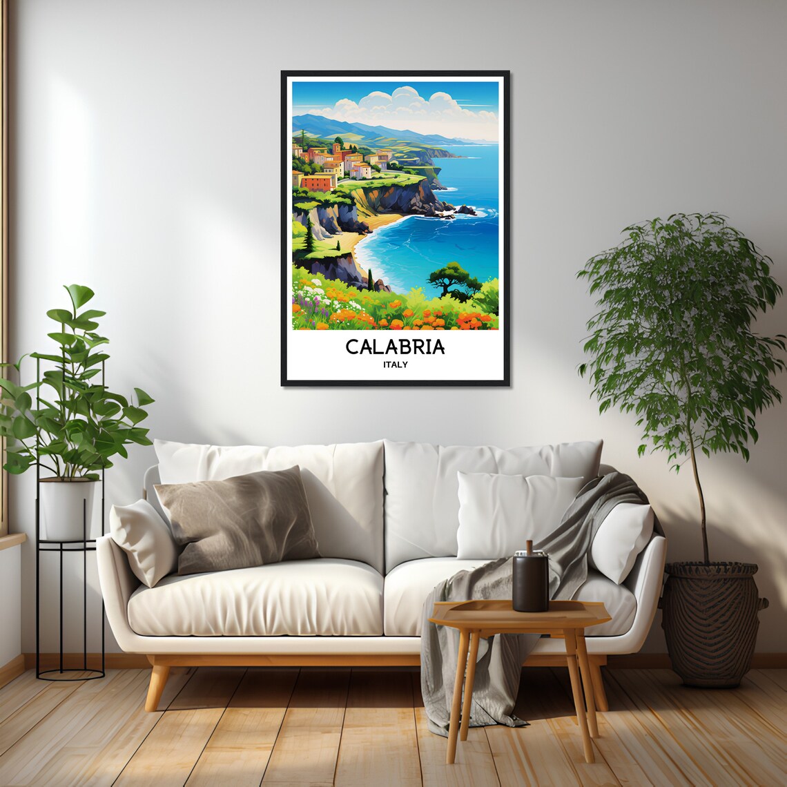 Calabria Italy Coastal Cliffs Seaside Village Blue Sea Travel Poster - Image 2