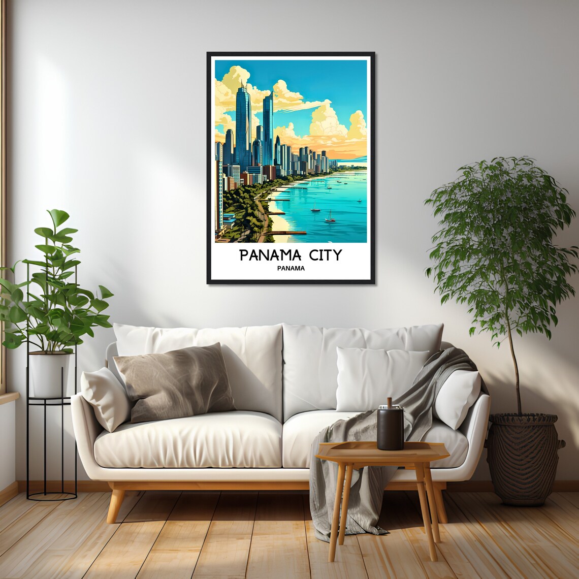 Panama City Skyline at Sunset Over the Waterfront Travel Poster - Image 2
