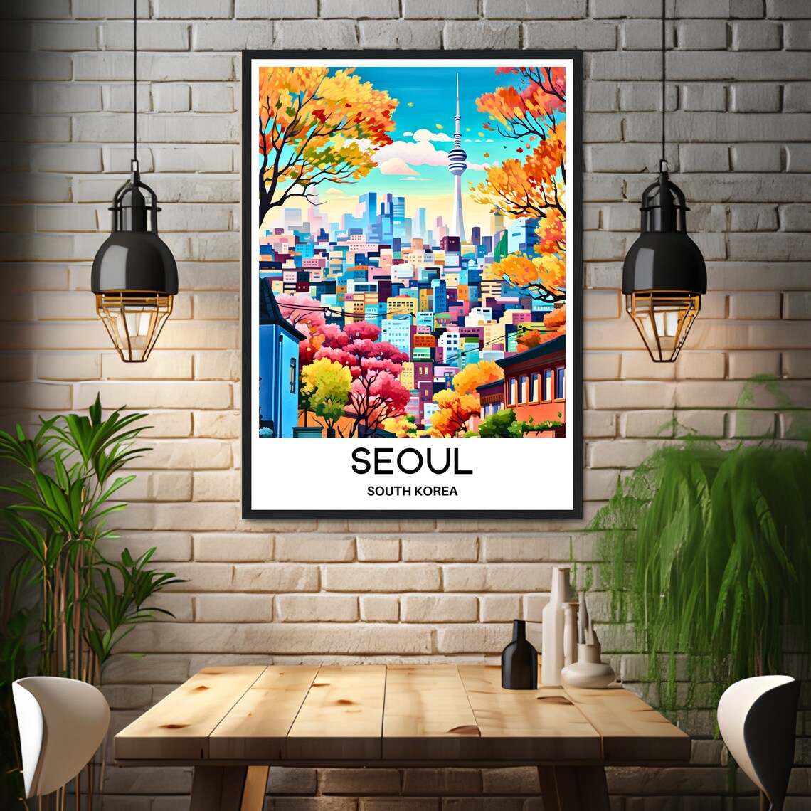 Seoul N Seoul Tower Autumn Foliage South Korea Cityscape Travel Poster - Image 3