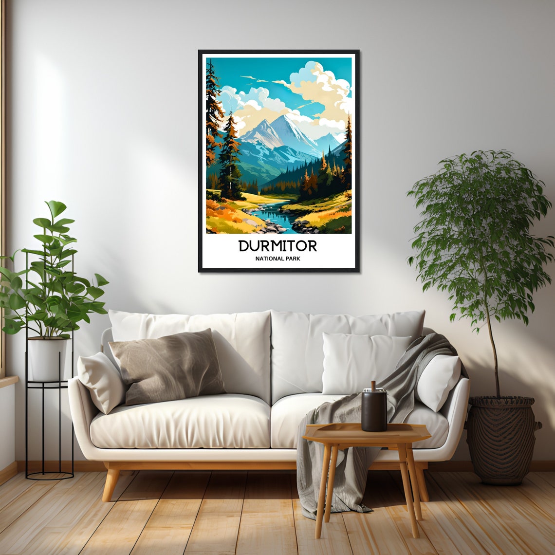 Durmitor National Park Snowy Mountain River Retro Travel Poster - Image 2