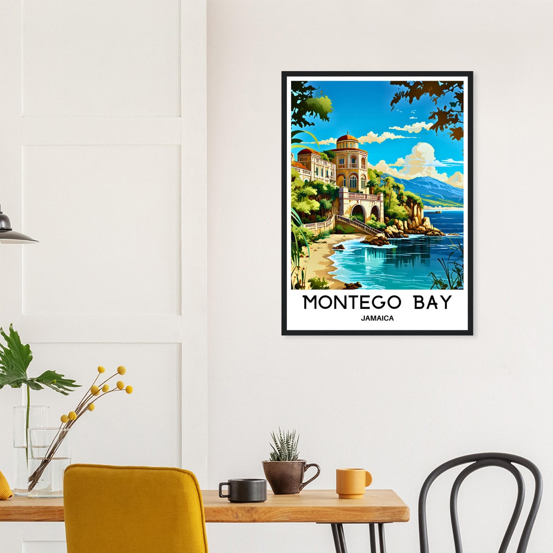 Montego Bay Jamaica Elegant Seaside Villa Above Rocky Shore Poster - Image 3