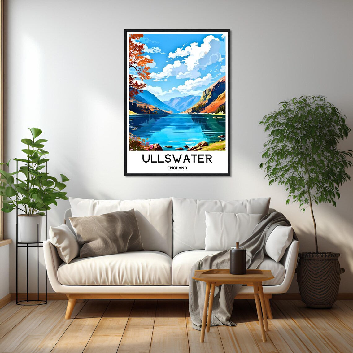 Ullswater Lake District England Vibrant Illustration Travel Poster - Image 2