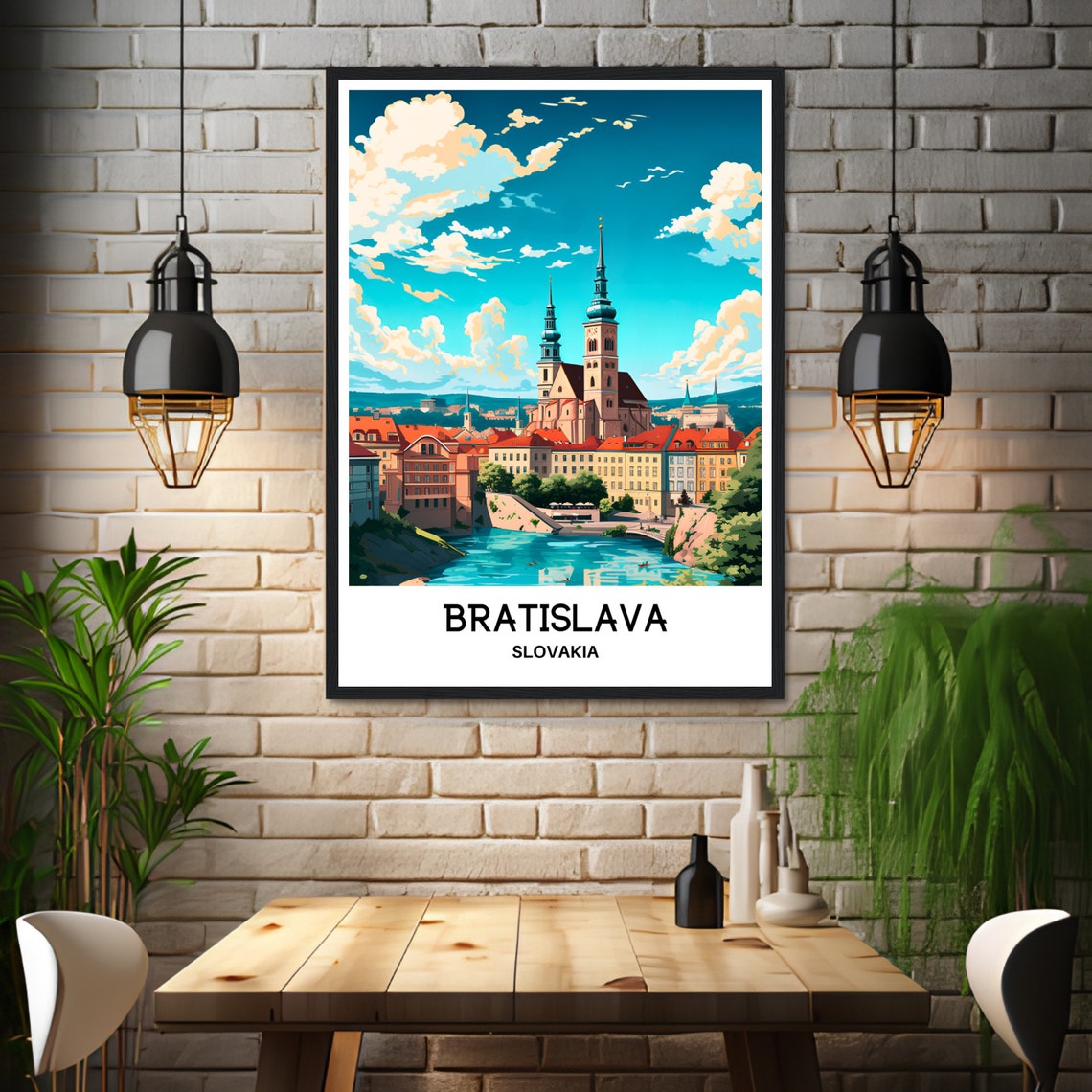 Bratislava Slovakia Riverfront Old Town Twin Spires Travel Poster - Image 3