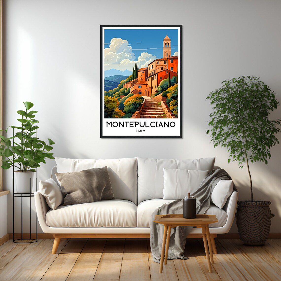 Montepulciano Italy Tuscan Hill Town Bell Tower Vintage Travel Poster - Image 2