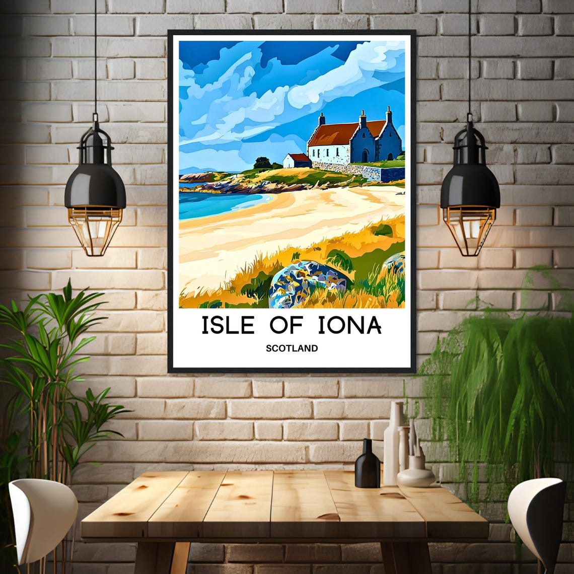 Isle Of Iona Travel Print Isle Of Iona Poster Scottish Art Print Scotland Lover Gift Wall Hanging Isle Of Iona Illustration Home Decor - Image 3