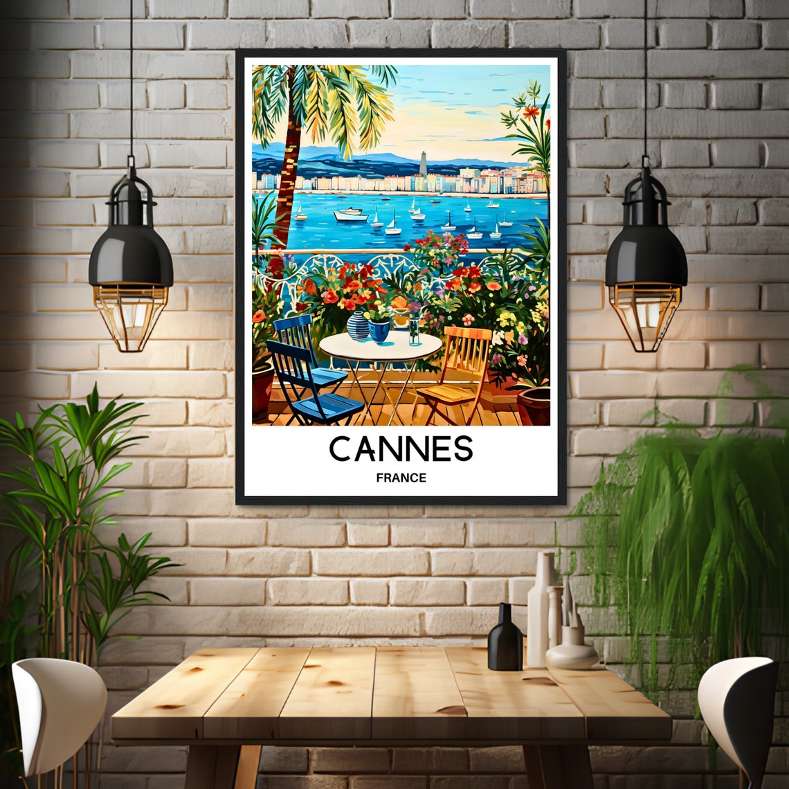 Cannes Travel Print Cannes Poster French Art Print France Lover Gift Wall Hanging Art Home Office Desk Decor Cannes City Illustration - Image 3