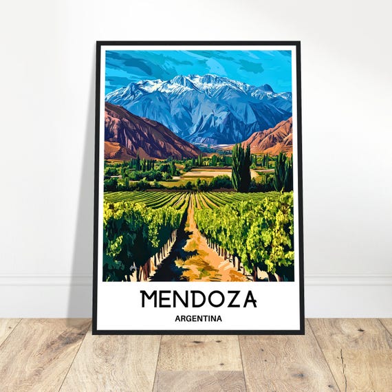 Mendoza Travel Print Poster Argentinian Art Argentina Lover Gift Wall Hanging Home Office Decor Illustration