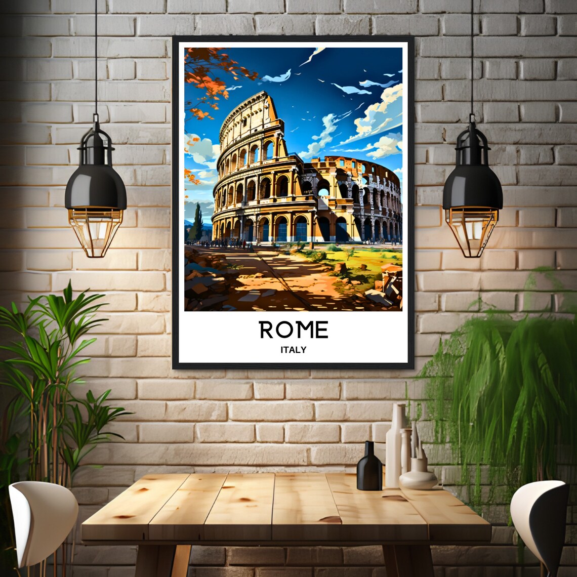 Rome Italy Colosseum Golden Ancient Empire Landmark Travel Poster - Image 2