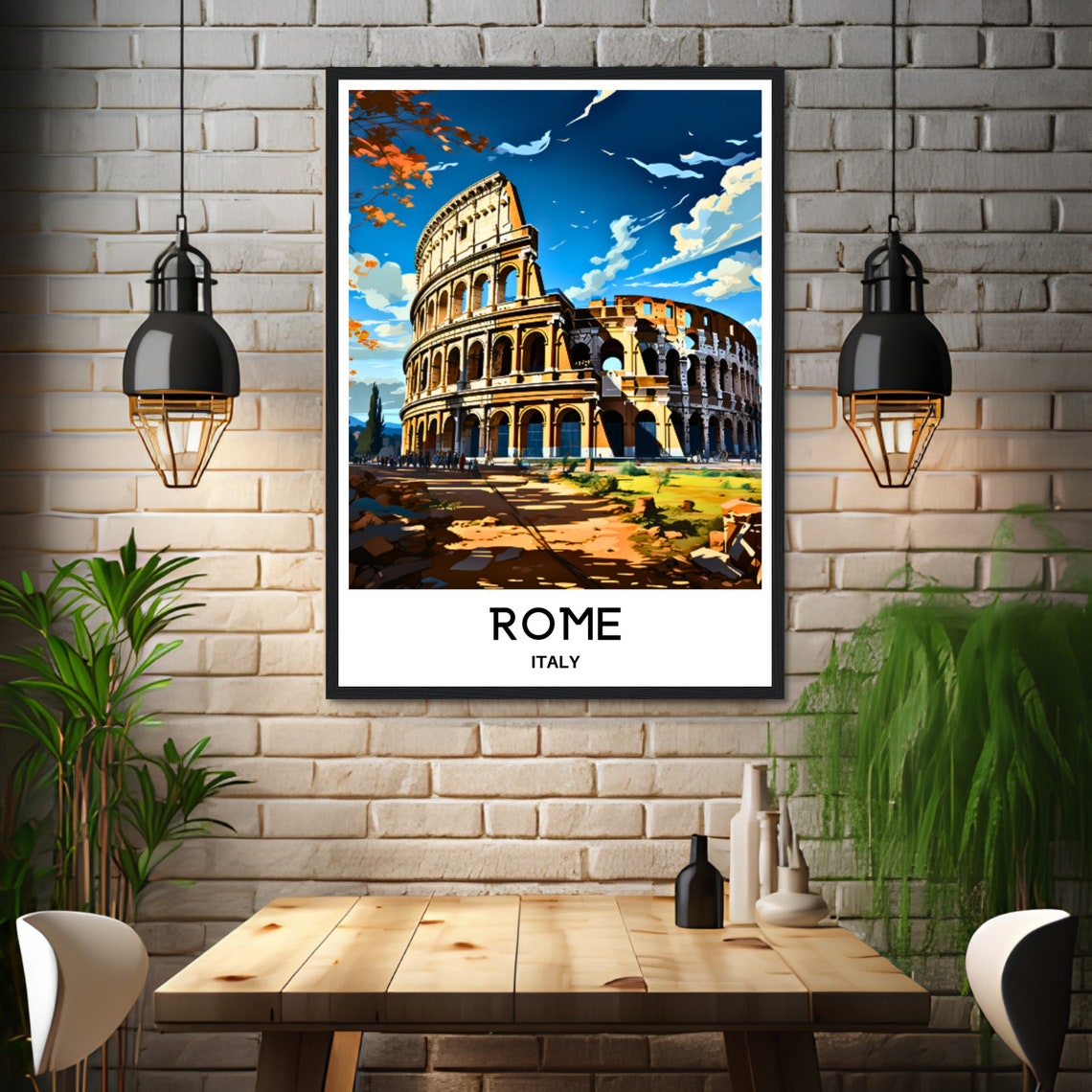 Rome Travel Poster Rome Travel Print Rome Gift Art Rome Travel Art Rome Italy Print Rome Lover Gift Rome Painting Rome Colosseum Print Rome - Image 2