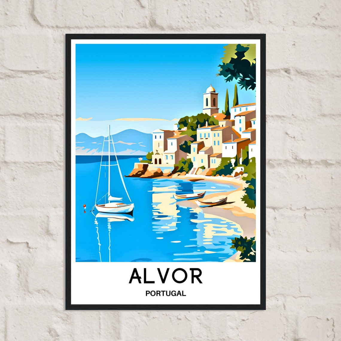 Sunny Beautiful Alvor Portugal Coastal Village Beach Travel Poster - Image 2