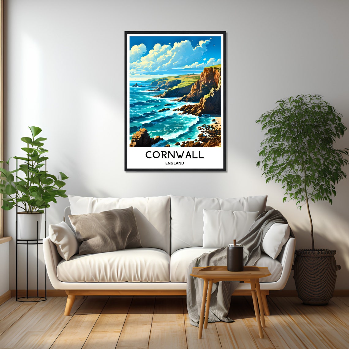 Cornwall England Dramatic Cliffs Turquoise Sea Coast Travel Poster - Image 3