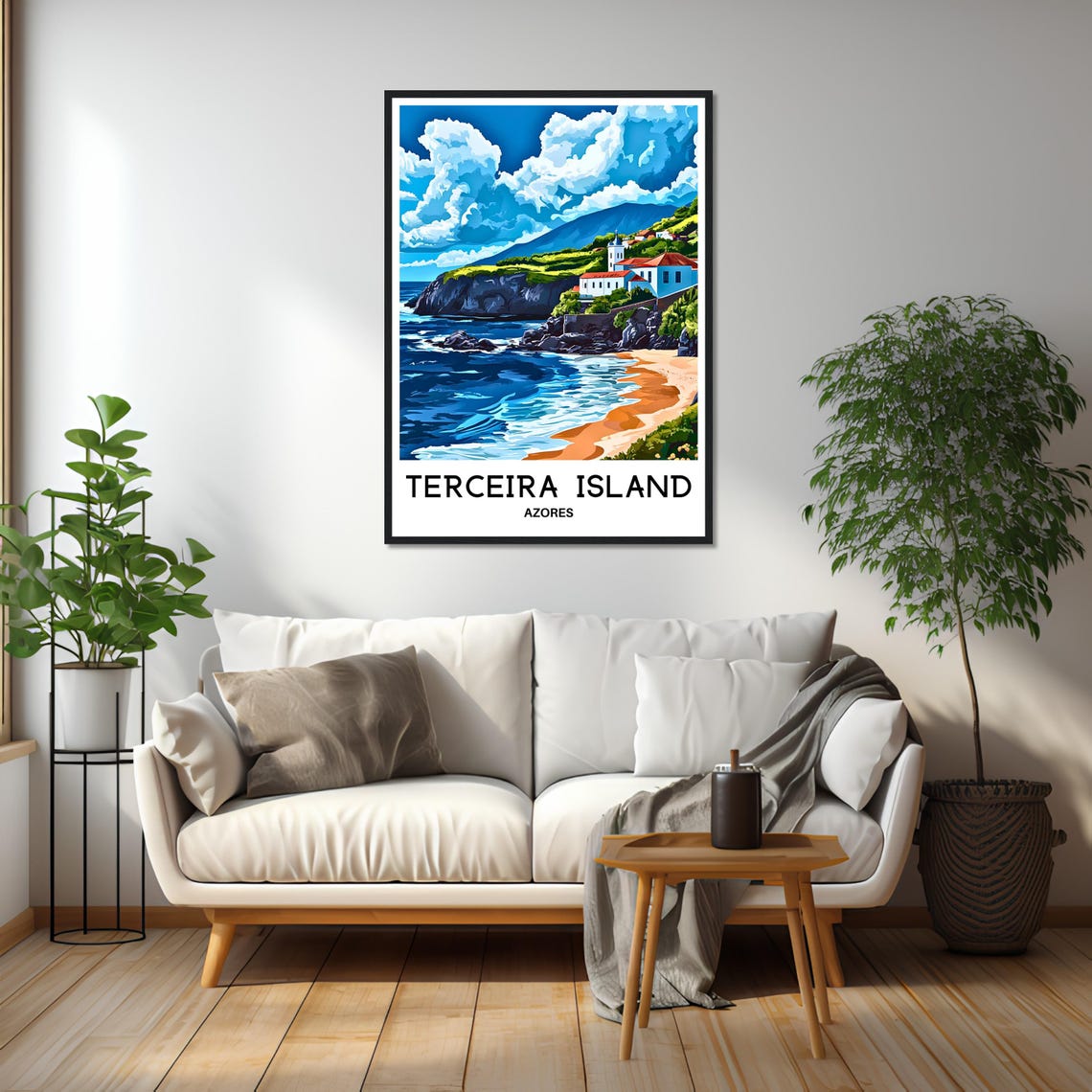 Terceira Island Travel Print Azores Poster Portuguese Art Print Portugal Lover Gift Wall Hanging Art Terceira Island Illustration - Image 2