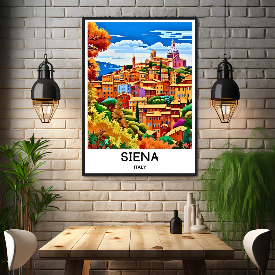 Siena Italy Tuscan Hilltop Old Town Cathedral Dome View Poster - Image 3