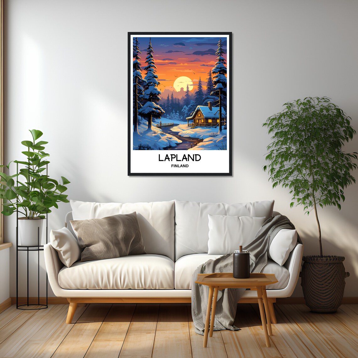 Lapland Finland Winter Cabin Magical Snowy Forest Travel Poster - Image 2