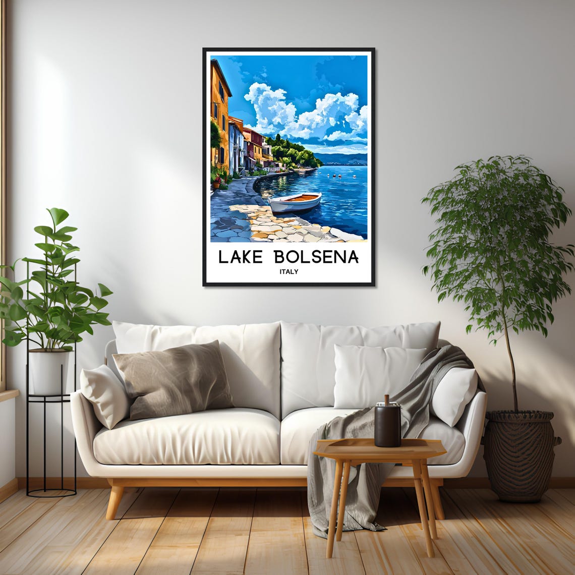 Lake Bolsena Travel Print Lake Bolsena Poster Italian Art Print Italy Lover Gift Italy Wall Hanging Art Home Decor Lake Bolsena Illustration - Image 2
