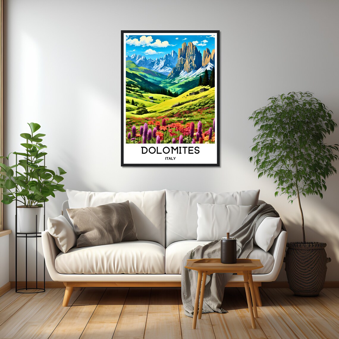 Dolomites Italy Alpine Wildflower Meadow Peaks Travel Poster - Image 2