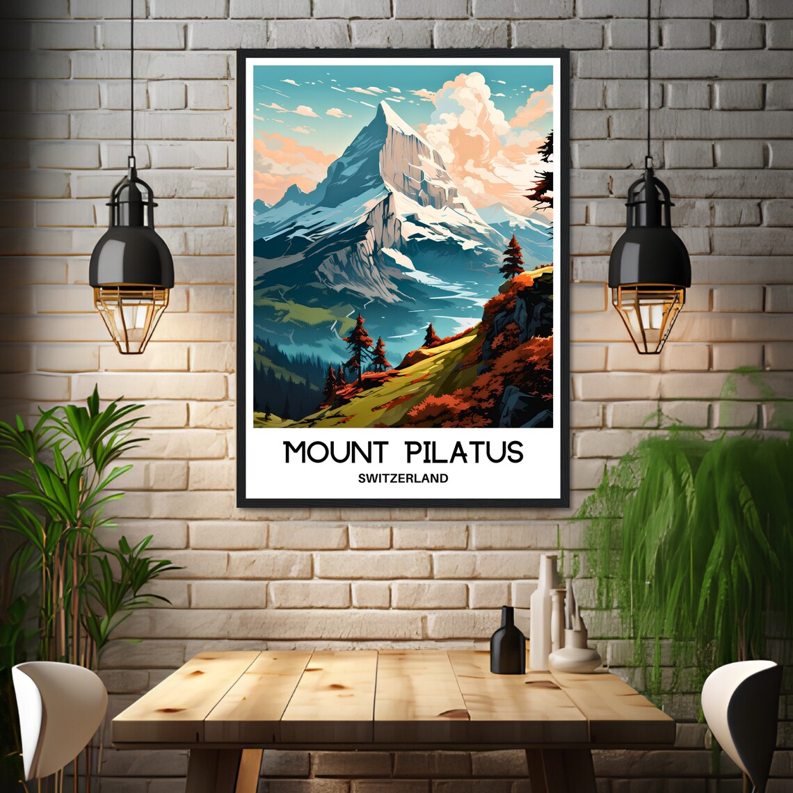 Mount Pilatus Travel Poster, Swiss Mountain Scene - Image 3