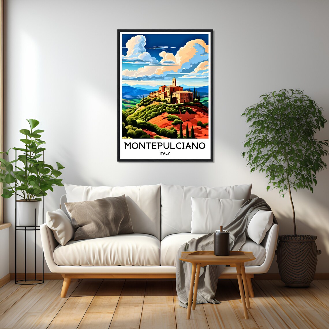 Montepulciano Tuscan Hilltop Town Cypress Italy Travel Poster - Image 2