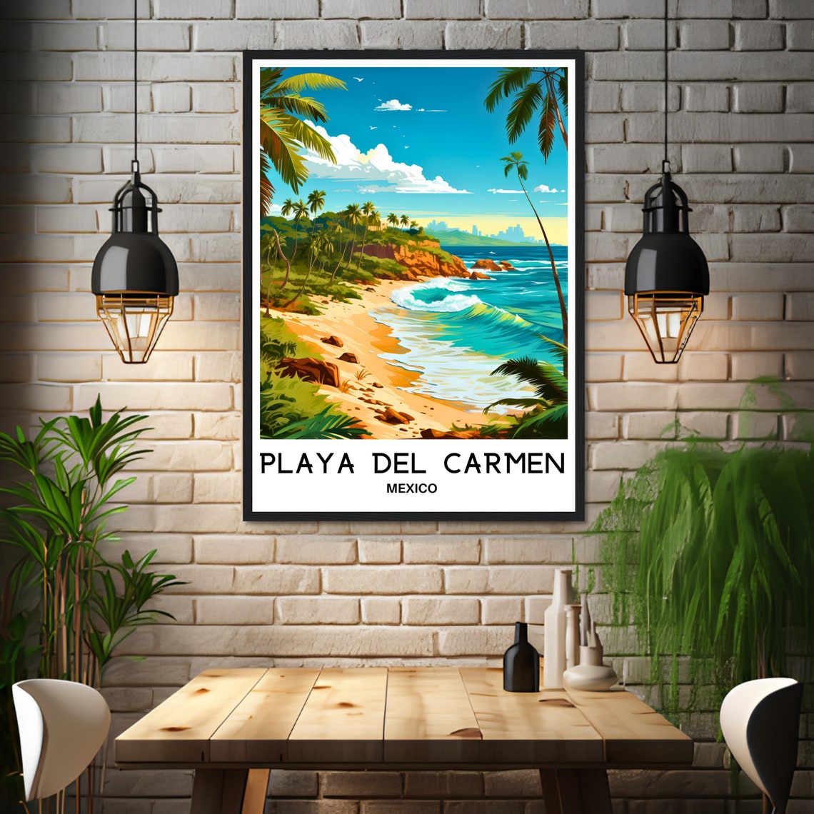Playa Del Carmen Mexico Tropical Beach Paradise Travel Poster - Image 3