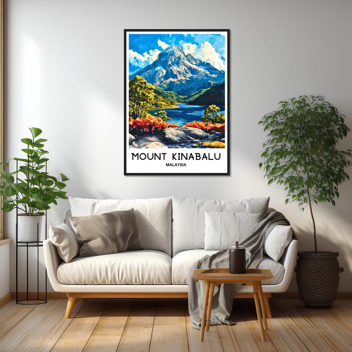 Mount Kinabalu Malaysia Rocky Peak Blue Lake Borneo Travel Poster - Image 2
