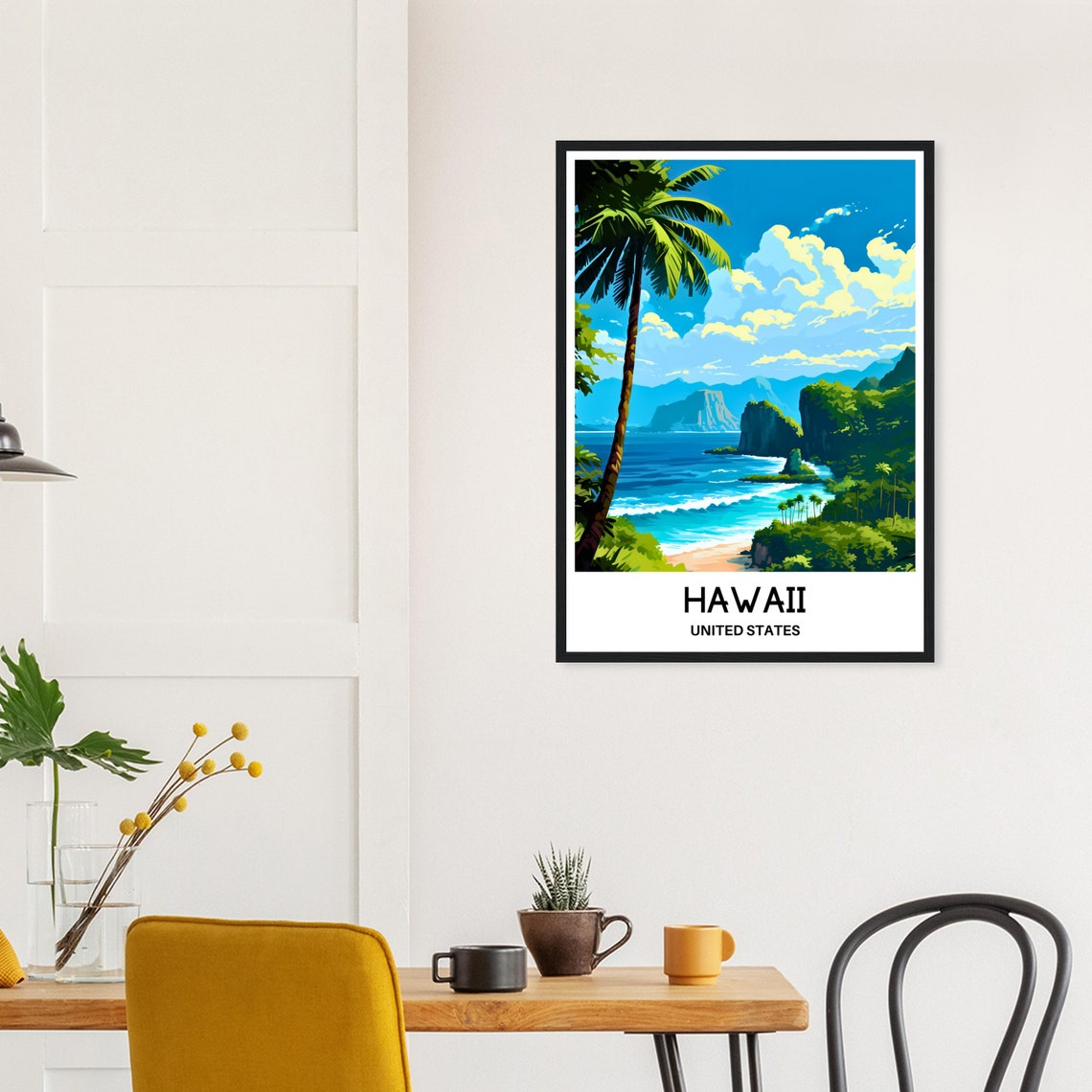 Hawaii Sea Cliffs Palm Cove Turquoise Ocean View Travel Poster - Image 2