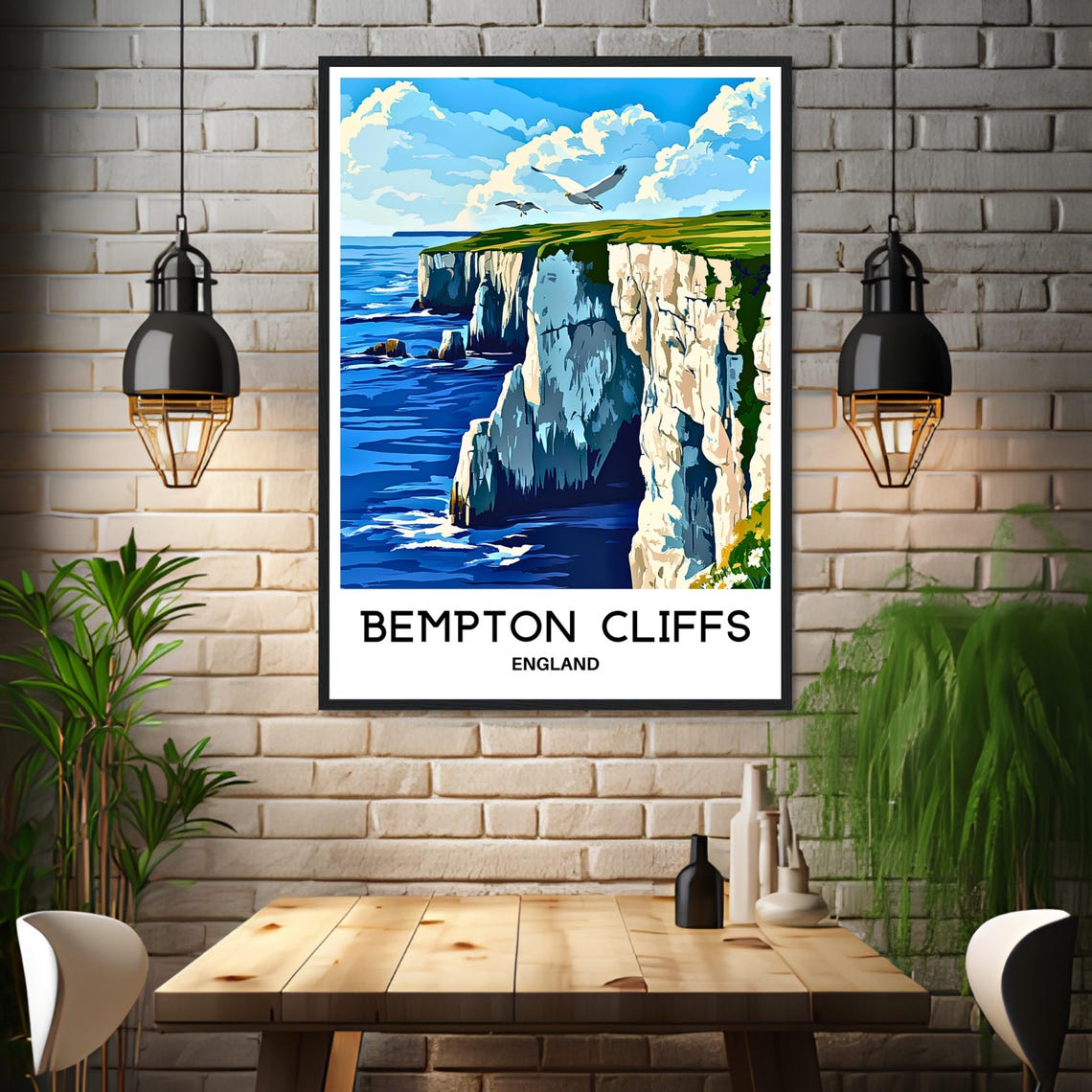 Bempton Cliffs England White Chalk Cliffs Seabirds Travel Poster - Image 3