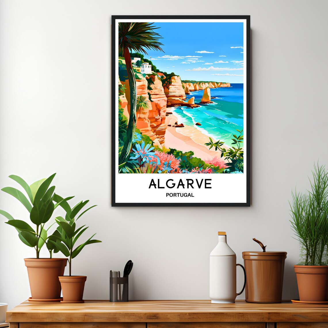 Algarve Travel Print Algarve Poster Portuguese Art Print Portugal Lover Gift Wall Hanging Art Home Office Decor Algarve Illustration - Image 2