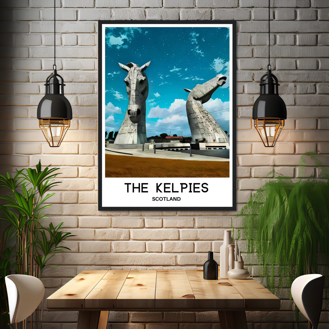 The Kelpies Scotland Giant Steel Horse Sculptures Landmark Poster - Image 3