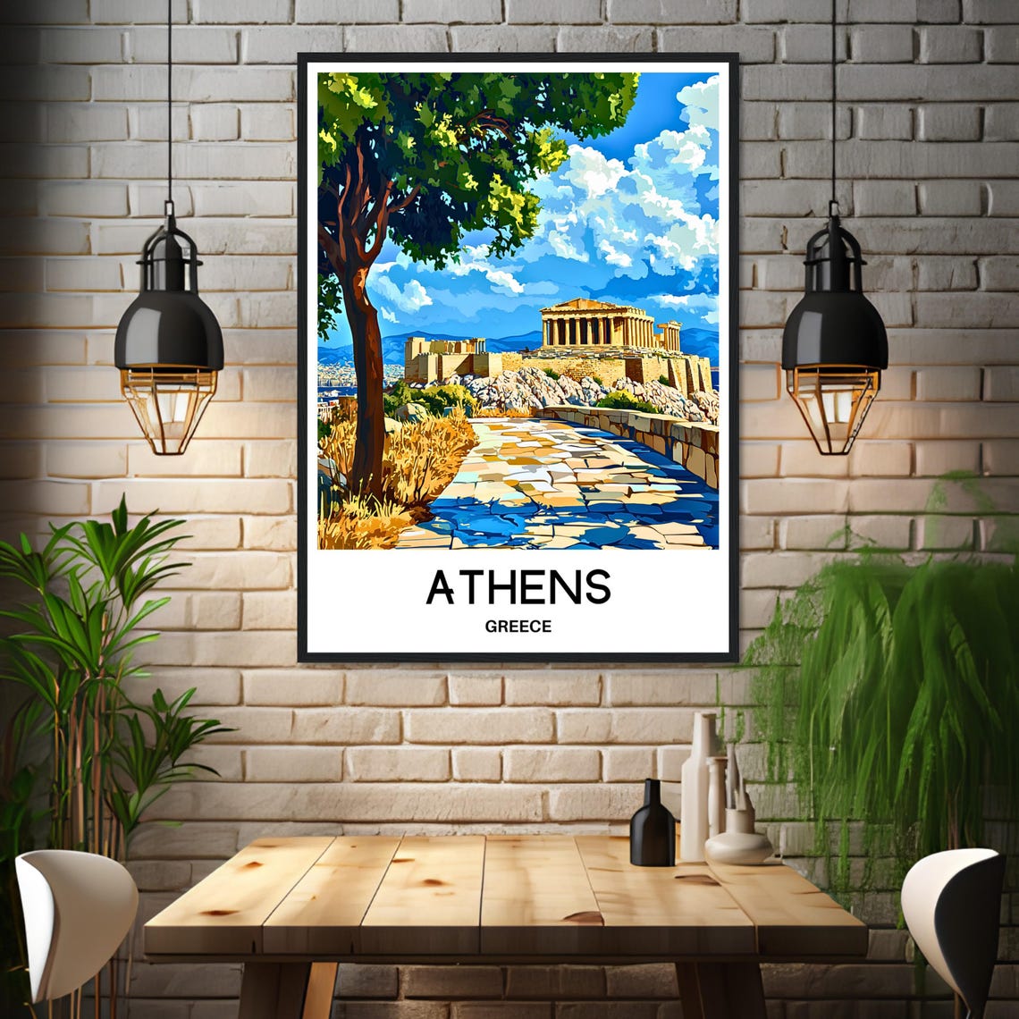 Athens Greece Acropolis Poster with Parthenon and Stone Pathway - Image 3